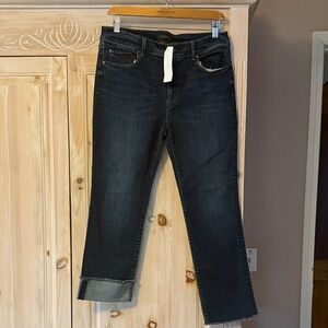 Ann Taylor Dark Indigo Cropped Straight Jeans